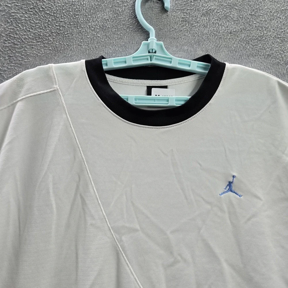 VINTAGE Air Jordan Men Shirt 2XL White Y2K Ringer Short Sleeve Crew Neck READ